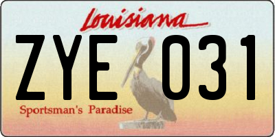 LA license plate ZYE031