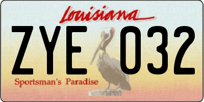 LA license plate ZYE032