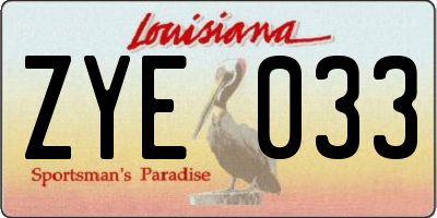 LA license plate ZYE033