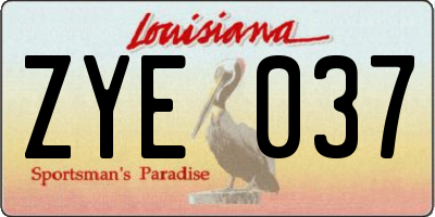 LA license plate ZYE037