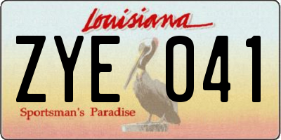 LA license plate ZYE041