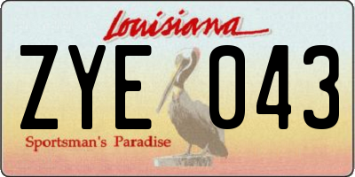 LA license plate ZYE043