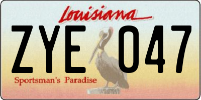 LA license plate ZYE047