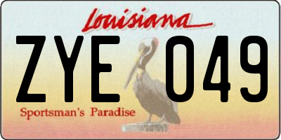 LA license plate ZYE049