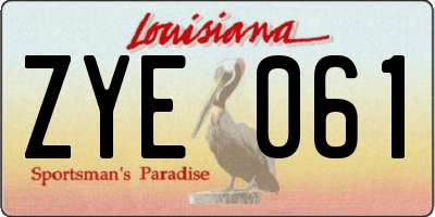 LA license plate ZYE061