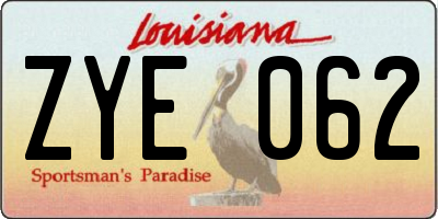 LA license plate ZYE062