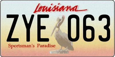 LA license plate ZYE063