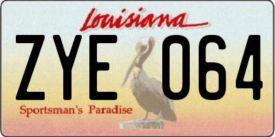 LA license plate ZYE064