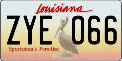 LA license plate ZYE066