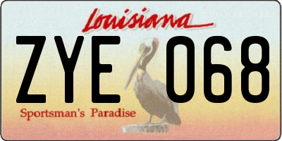 LA license plate ZYE068