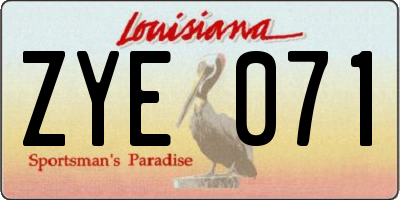 LA license plate ZYE071