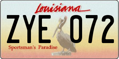 LA license plate ZYE072