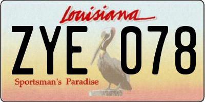LA license plate ZYE078