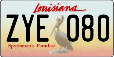 LA license plate ZYE080