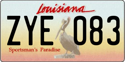 LA license plate ZYE083