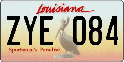 LA license plate ZYE084