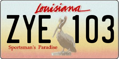 LA license plate ZYE103