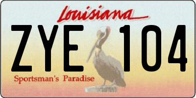 LA license plate ZYE104