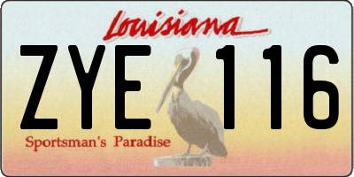 LA license plate ZYE116