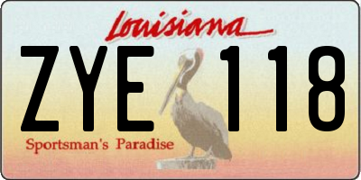 LA license plate ZYE118