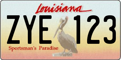 LA license plate ZYE123