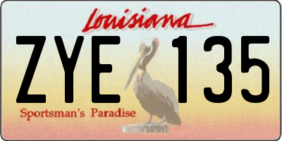 LA license plate ZYE135