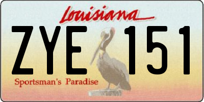 LA license plate ZYE151