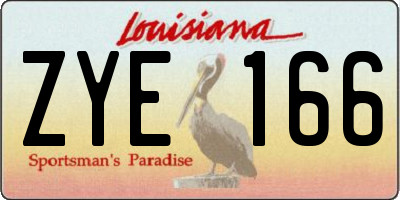 LA license plate ZYE166