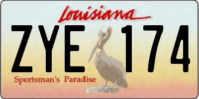 LA license plate ZYE174