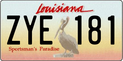 LA license plate ZYE181