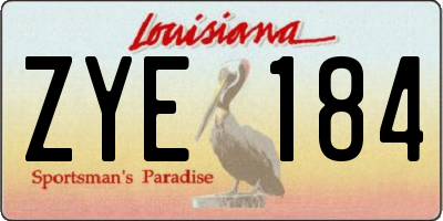 LA license plate ZYE184