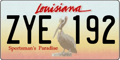 LA license plate ZYE192