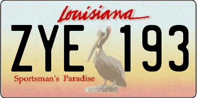 LA license plate ZYE193