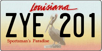 LA license plate ZYE201