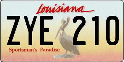 LA license plate ZYE210