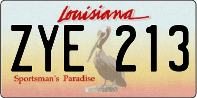LA license plate ZYE213