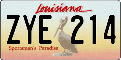 LA license plate ZYE214