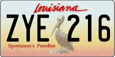 LA license plate ZYE216