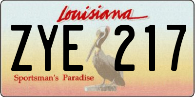 LA license plate ZYE217