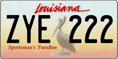 LA license plate ZYE222