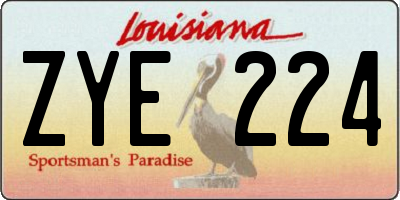 LA license plate ZYE224