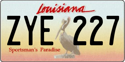 LA license plate ZYE227