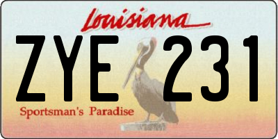 LA license plate ZYE231