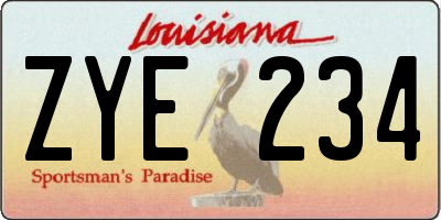 LA license plate ZYE234