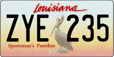 LA license plate ZYE235