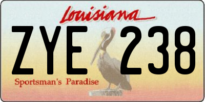 LA license plate ZYE238