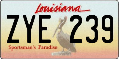 LA license plate ZYE239