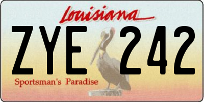 LA license plate ZYE242
