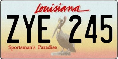 LA license plate ZYE245