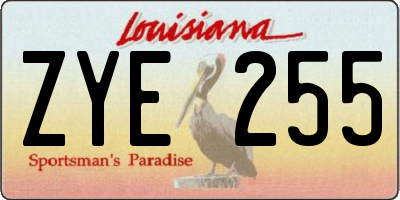 LA license plate ZYE255